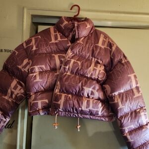 PrettyLittleThing Pink Puffer Jacket with Logo